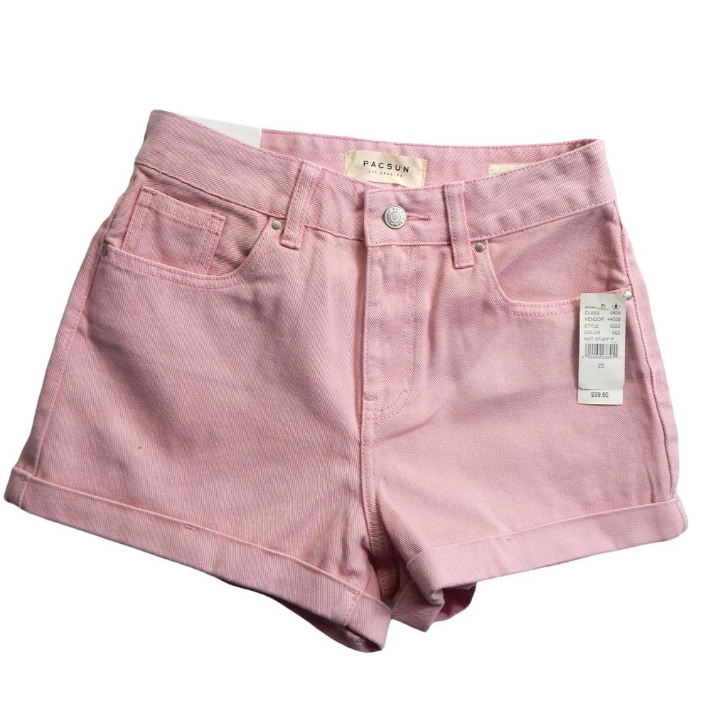 PacSun Womens High Rise Mom Short Shorts Hot Stuff Denim Pink  Size 25